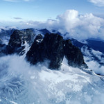 View of the Mountains amidst clouds, Uganda, Africa.